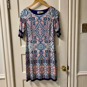 Eliza J Shift Dress 3/4 Sleeve Crew Neck Size 4
